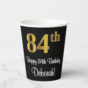 84th Birthday - Elegant Luxurious Faux Gold Look # Paper Cups