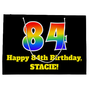 84th Birthday ~ Fun, Colourful, Vibrant, Rainbow 8 Large Gift Bag