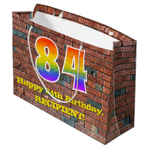 84th Birthday: Fun, Graffiti-Inspired Rainbow # 84 Large Gift Bag