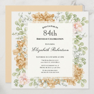 84th Birthday Invitation in Elegant Autumn Colours