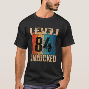 84th Birthday Level Unlocked Vintage Retro T-Shirt