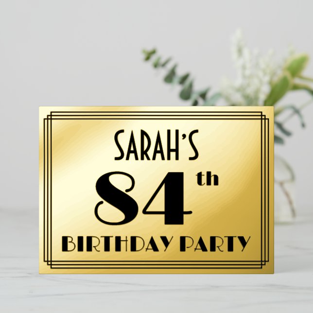 84th Birthday Party — Art Deco Look “84” + Name (Standing Front)