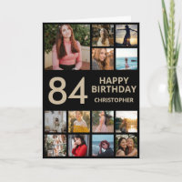 84th Birthday Photo Collage 13 Photos Black & Gold
