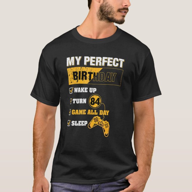 84th Perfect Birthday Gamer 84 Years Old Gaming T-Shirt (Front)