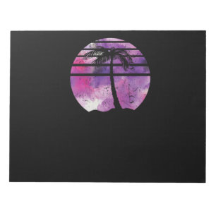 85.Surfing Palm Tree Surfboard Sunset Palm Tree Wa Notepad