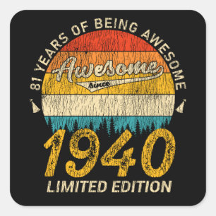 85 Year Old 1940 Retro Awesome 85th Birthday Gift Square Sticker