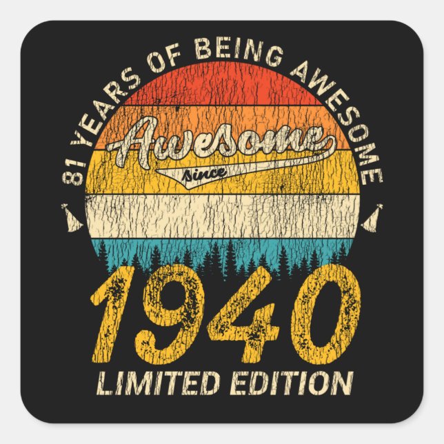 85 Year Old 1940 Retro Awesome 85th Birthday Gift Square Sticker (Front)