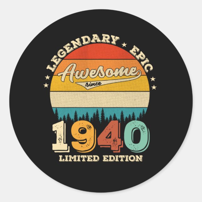 85 Year Old Bday 1940 Awesome 85th Birthday Gift Classic Round Sticker (Front)