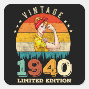 85 Year Old Bday 1940 Vintage 85th Birthday Women Square Sticker