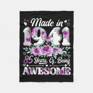 85 year old made in 1941 floral 85th birthday wome fleece blanket