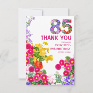85 Years Elegant Garden Floral – 85th Birthday Thank You Card