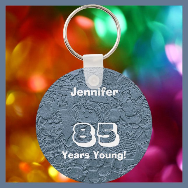 85 Years Young Cute Light Blue Rag Dolls, Name,  Key Ring (Creator Uploaded)