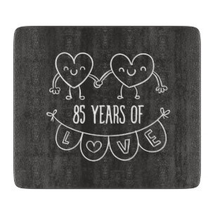 85th Anniversary Gift Chalk Hearts Cutting Board
