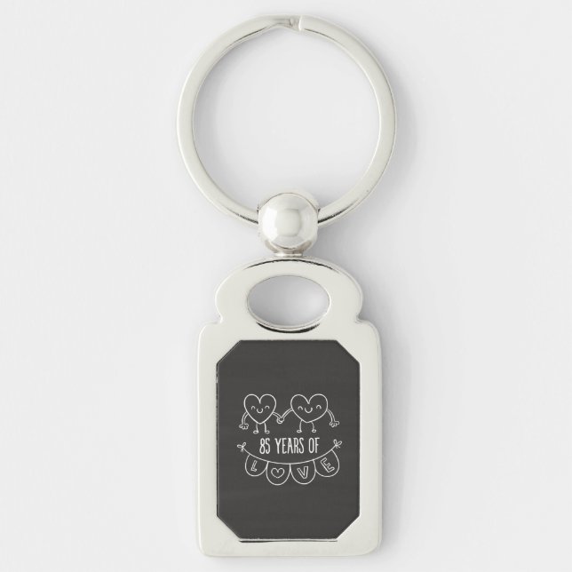 85th Anniversary Gift Chalk Hearts Key Ring (Front)