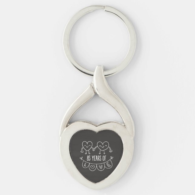 85th Anniversary Gift Chalk Hearts Key Ring (Front)