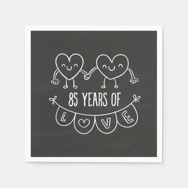 85th Anniversary Gift Chalk Hearts Napkin (Front)