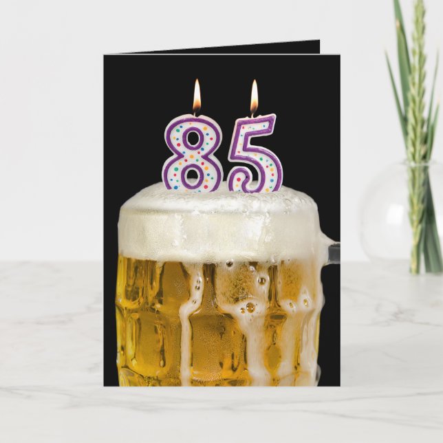 85th Birthday Beer on black Card (Front)