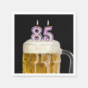 85th Birthday Beer on black Napkin
