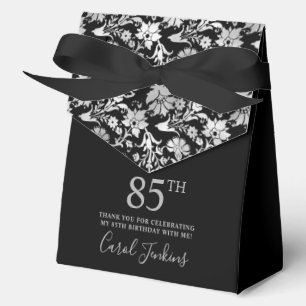 85th Birthday Black Silver Floral Thank You  Favour Box