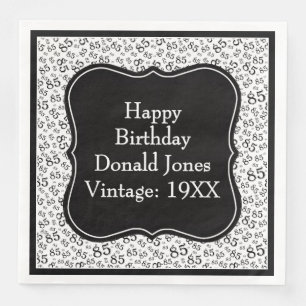 85th Birthday Black/White Bracket Number Pattern Napkin