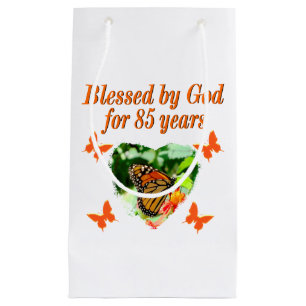 85TH BIRTHDAY BLESSED BY GOD BUTTERFLY DESIGN SMALL GIFT BAG