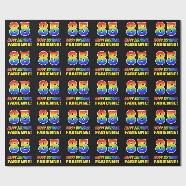 85th Birthday: Bold, Fun, Simple, Rainbow 85 Wrapping Paper (Flat)