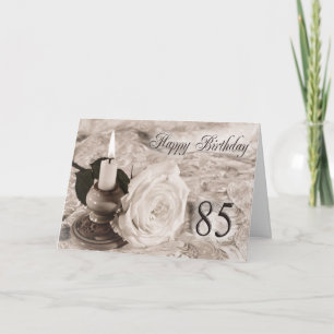 85th Birthday card with an antique rose