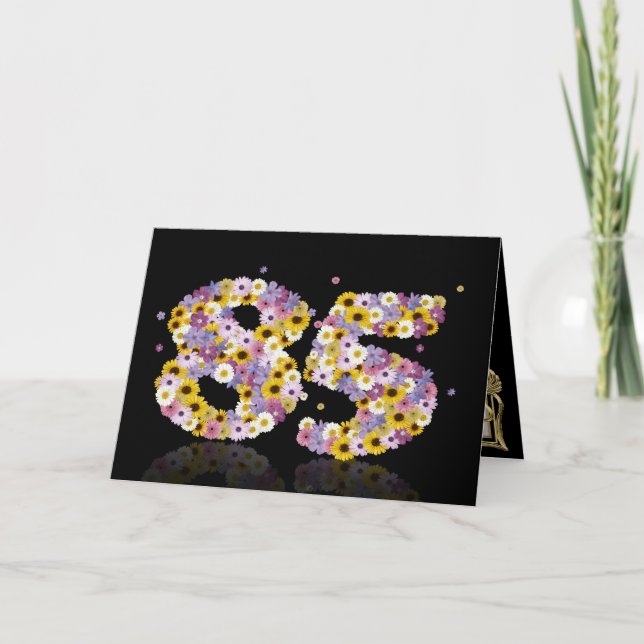 85th birthday card with flowery letters (Front)