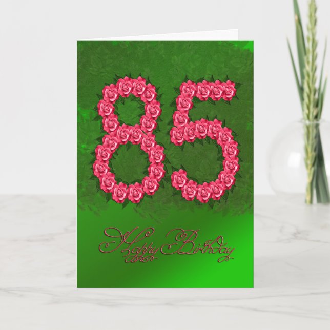 85th birthday card with roses and leaves (Front)