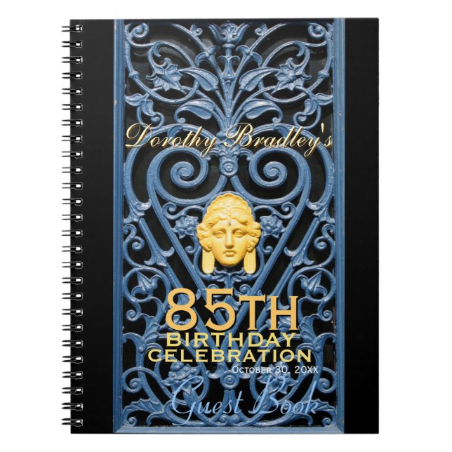85th Birthday Celebration Art Deco Custom Guest B Spiral Notebook (Front)