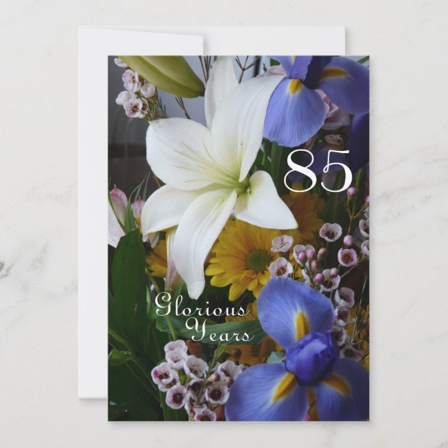 85th Birthday Celebration!-White Lily Bouquet Invitation (Front)
