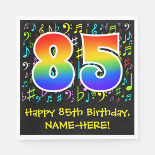 85th Birthday - Colorful Music Symbols, Rainbow 85 Napkin