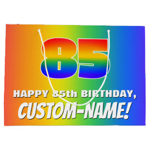 85th Birthday: Colourful, Fun Rainbow Pattern # 85 Large Gift Bag