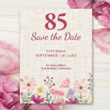 85th Birthday Elegant Pink Floral Save the Date