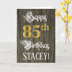85th Birthday: Faux Gold Look + Faux Wood Pattern Card