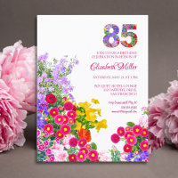 85th Birthday Floral Modern - 85 Years invitation