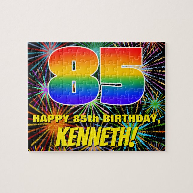 85th Birthday: Fun, Colourful Celebratory Firework Jigsaw Puzzle (Horizontal)