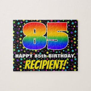 85th Birthday — Fun, Colourful Star Field Pattern Jigsaw Puzzle