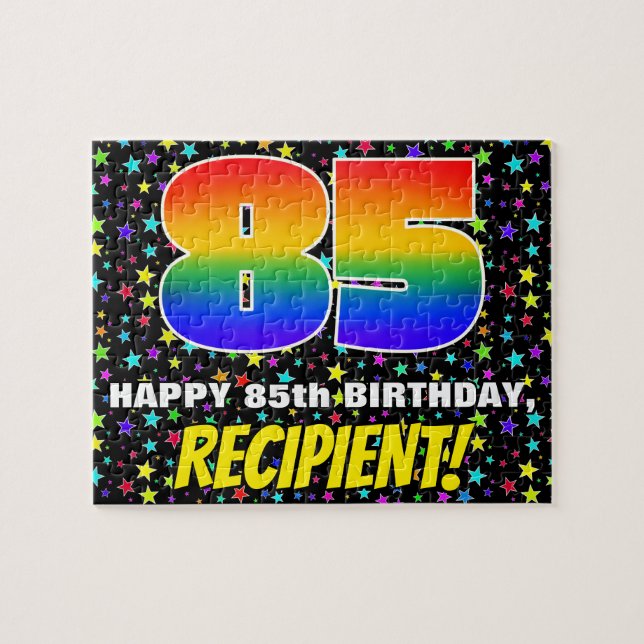 85th Birthday — Fun, Colourful Star Field Pattern Jigsaw Puzzle (Horizontal)