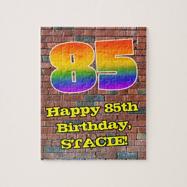 85th Birthday: Fun Graffiti-Inspired Rainbow 85 Jigsaw Puzzle (Vertical)