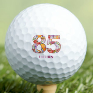 85th Birthday Gift Floral Number - 85 Years Sports Golf Balls