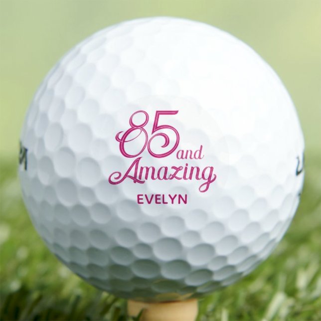 85th Birthday Gift for Mum Pink Script Elegant Golf Balls (Creator Uploaded)
