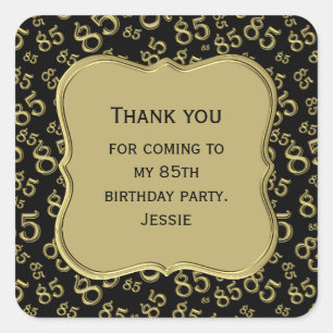 85th Birthday Gold/Black Party Theme  - Thank you Square Sticker