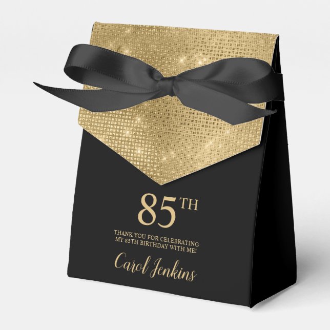 85th Birthday Gold Thank You Favor Box (Front Side)