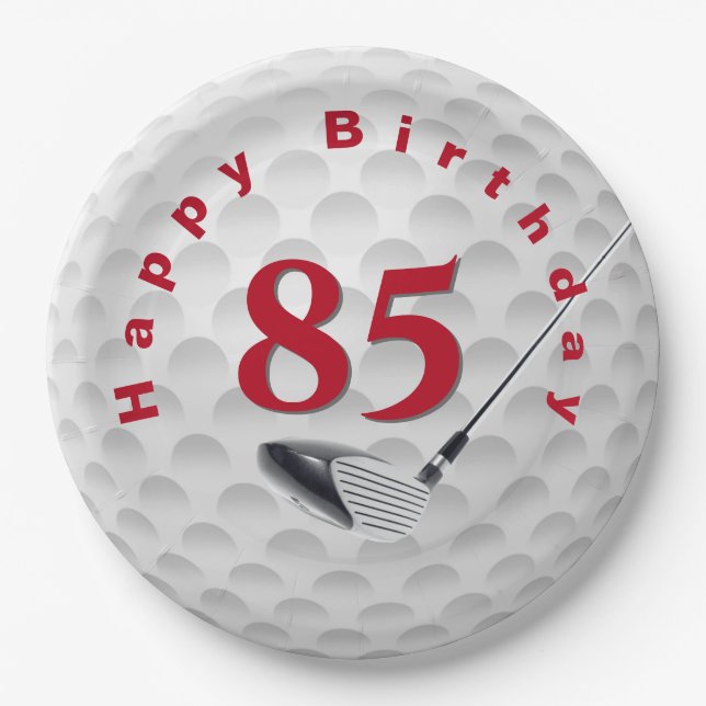 85th Birthday Golf Ball Design Paper Plate (Front)