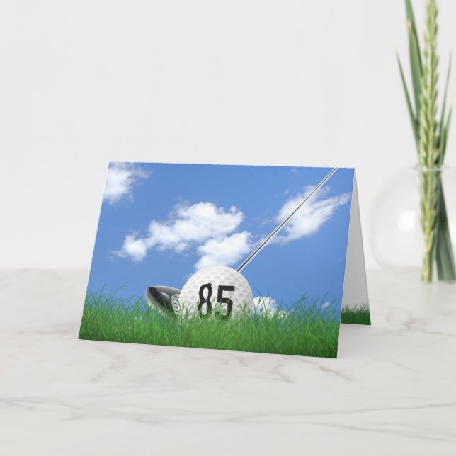 85th birthday golf ball in grass card (Front)