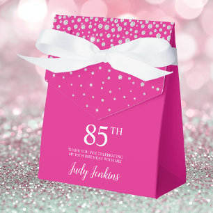 85th Birthday Hot Pink Sparkly Thank You Favour Box