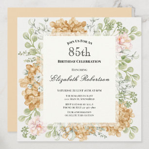 85th Birthday Invitation in Elegant Autumn Colors