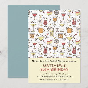 85th birthday invitations Men Cocktail Pattern