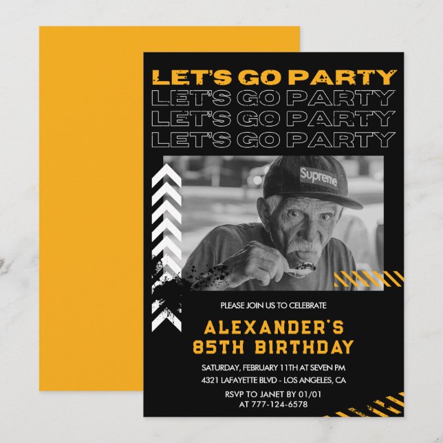 85th birthday invitations Men Photo Spray paint (Front/Back)
